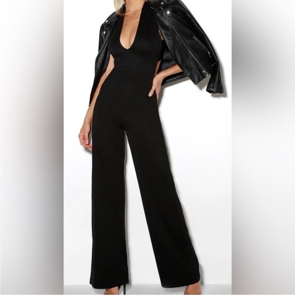 Lulus - Thinking Out Loud Black Backless Jumpsuit - Size Small NWT - Picture 1 of 13